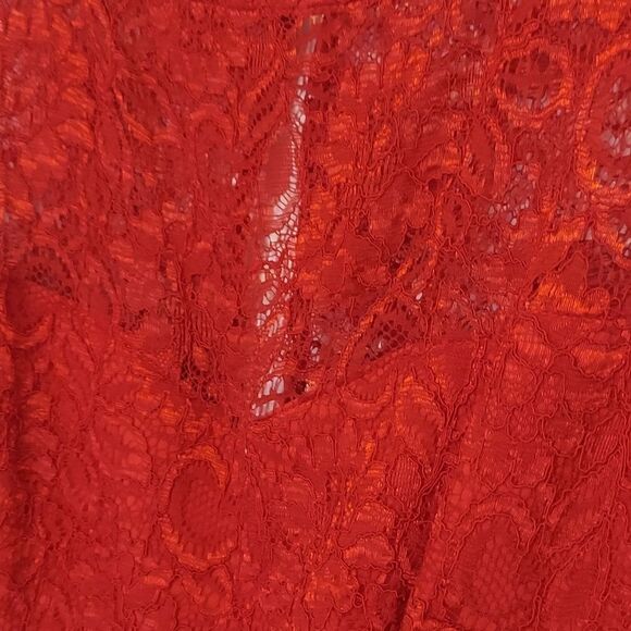 Red Lace Betsey Johnson Sleeveless Sheath Dress Size 4 - Picture 2 of 8
